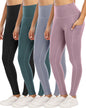 4 Pack Leggings with Pockets for Women,High Waist Tummy Control Workout Yoga Pants