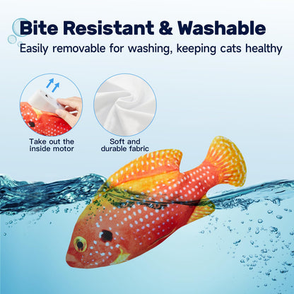 Potaroma Cat Toys Flopping Fish with SilverVine and Catnip, Moving Kitten Kicker, Floppy Wiggle Carp for Small Dogs, Interactive Motion Kitty Exercise, 10.5 Inches