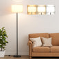 Modern Floor Lamp Simple Design with White Shade, Foot Pedal Switch, 60" Small Tall Lamps for Living Room Bedroom Office Dining Room Kitchen, Black Pole Lamp(Without Bulb)