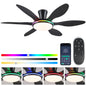 Ceiling Fans with Lights, 51 inch Modern Black Low Profile Ceiling Fan with Light and Remote App Control, Flush Mount, Quiet DC Reversible, Dim Led Ceiling Fan 6 Blade Softer Wind Indoor/Outdoor Patio
