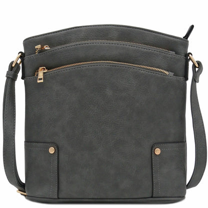 ALYSSA Triple Zip Pocket Large Crossbody Bag