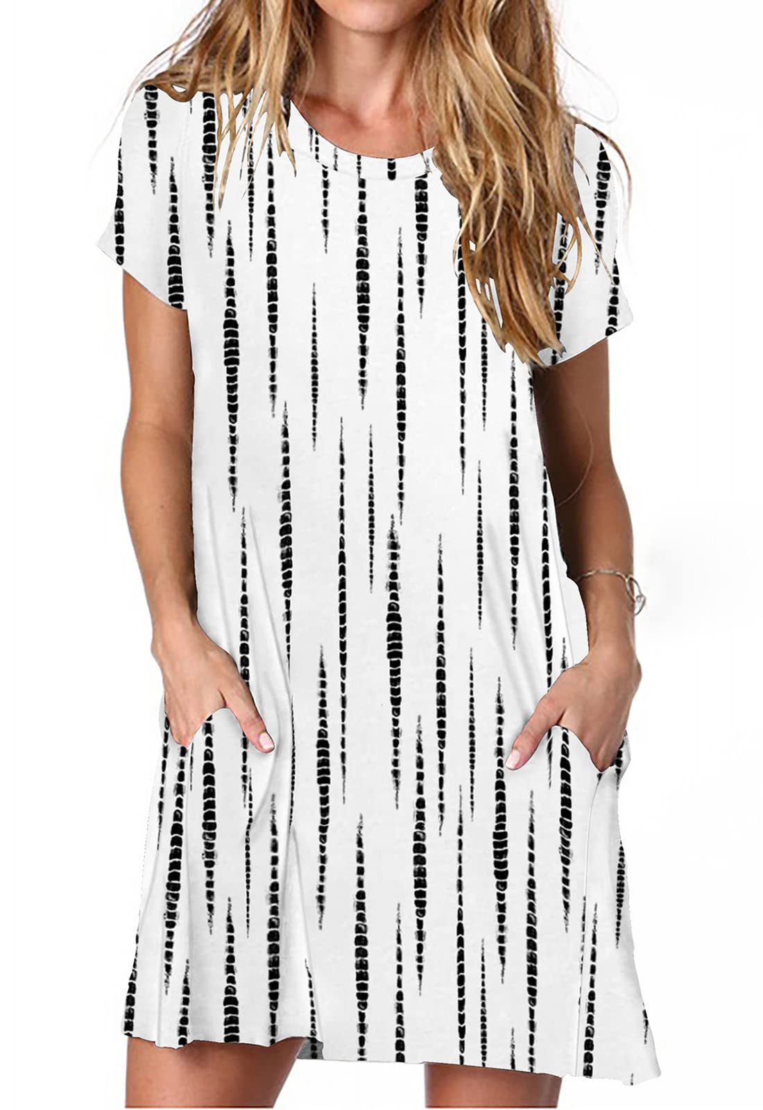Alaster Women’s Casual Summer T Shirt Dress Loose Short Sleeve Tunic Dress with Pocket for Women
