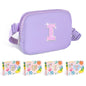 COSHAYSOO Pink Belt Bag Small Waist Fanny Pack Mini Crossbody Purse with Initial Preppy Letter Patch for Teen Girl Women Workout, Cross Body Chest Pouch Trending Birthday Gift Idea (S)