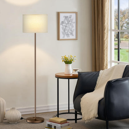 Modern Floor Lamp Simple Design with White Shade, Foot Pedal Switch, 60" Small Tall Lamps for Living Room Bedroom Office Dining Room Kitchen, Black Pole Lamp(Without Bulb)