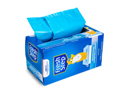 Fresh Step Drawstring Cat Litter Box Liners, Unscented, Size Jumbo, 36" x 19" | Kitty Litter Bags - 15 Count - Cat Litter Liners for Rectangle or Oval Large Litterboxes