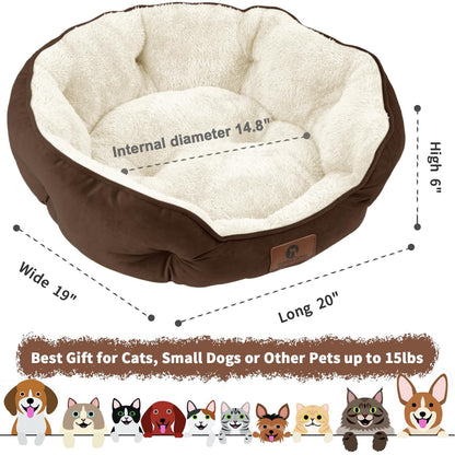 Asvin Small Dog Bed for Small Dogs, Cat Beds for Indoor Cats, Pet Bed for Puppy and Kitty, Extra Soft & Machine Washable with Anti-Slip & Water-Resistant Oxford Bottom, Grey, 20 inches