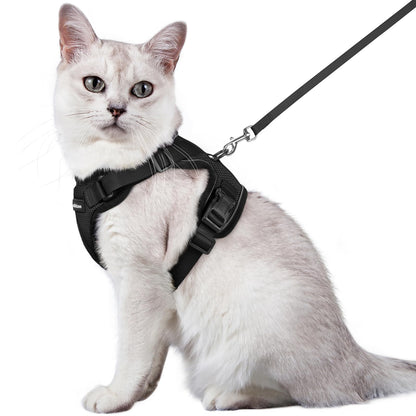 rabbitgoo Cat Harness and Leash for Walking, Escape Proof Soft Adjustable Vest Harnesses for Cats, Easy Control Breathable Reflective Strips Jacket, Black, XS