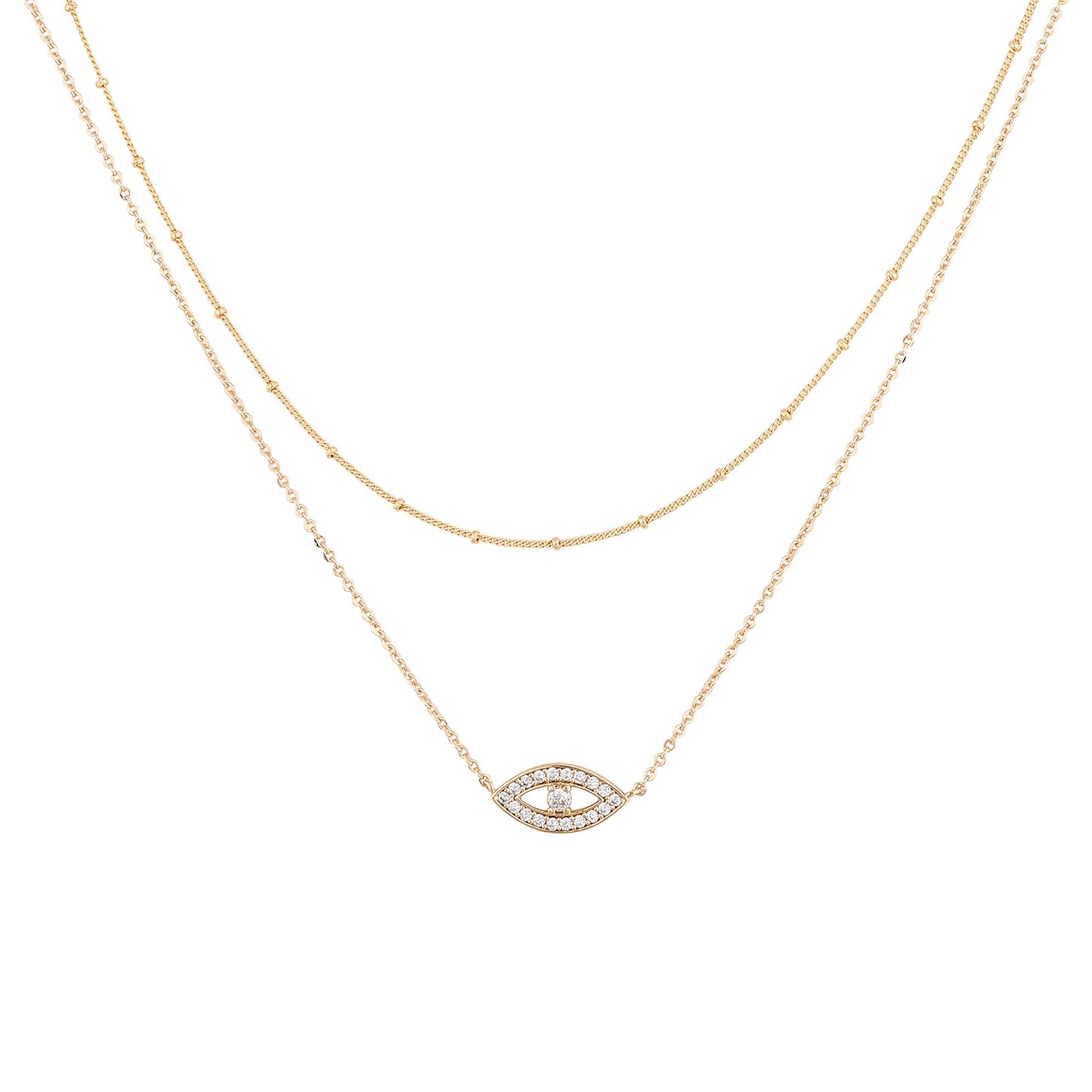 MEVECCO Layered Heart Necklace Pendant Handmade 18k Gold Plated Dainty Gold Choker Arrow Bar Layering Long Necklace for Women