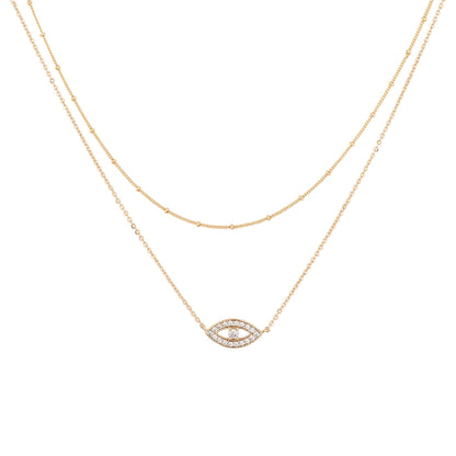 MEVECCO Layered Heart Necklace Pendant Handmade 18k Gold Plated Dainty Gold Choker Arrow Bar Layering Long Necklace for Women