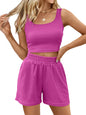 Trendy Queen Two Piece Summer Outfits 2 Piece Sets 2025 Sleeveless Matching Lounge Crop Top High Waisted Short