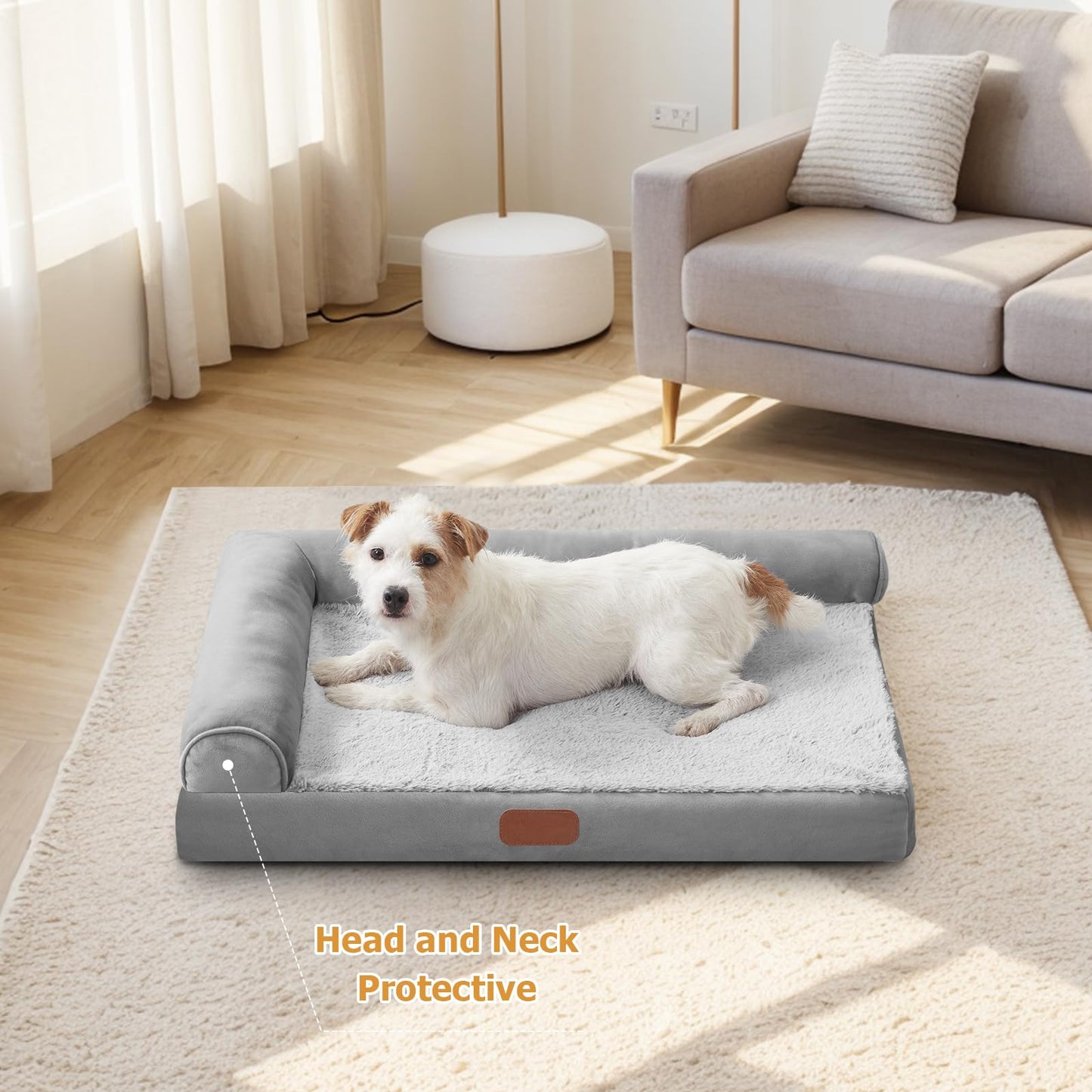 Orthopedic Memory Foam Dog Beds for Medium Dogs Waterproof Durable Dog Pet Bed Comfy Dog Couch Bed with Washable Removable Cover Bolster Kennel Pad for Dogs Up to 35lbs (M,30"x20"x6")