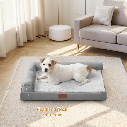 Orthopedic Memory Foam Dog Beds for Medium Dogs Waterproof Durable Dog Pet Bed Comfy Dog Couch Bed with Washable Removable Cover Bolster Kennel Pad for Dogs Up to 35lbs (M,30"x20"x6")