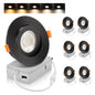 Cloudy Bay Eyeball 5 Color 4 inch Gimbal LED Recessed Light with Junction Box,9.5W CRI90+ 2700K/3000K/3500K/4000K/5000K Selectable,Dimmable Canless Ceiling Spot Light,Damp Location,Black,Pack of 6