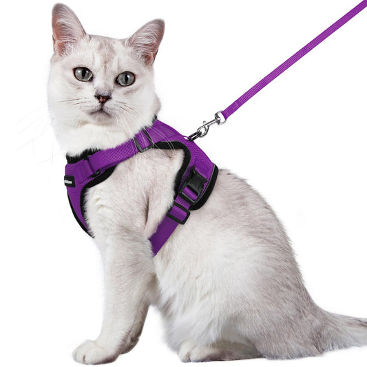 rabbitgoo Cat Harness and Leash for Walking, Escape Proof Soft Adjustable Vest Harnesses for Cats, Easy Control Breathable Reflective Strips Jacket, Black, XS