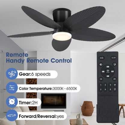 Ceiling Fans with Lights-36 Low Profile Ceiling Fan with Light and Remote/APP Control,Flush Mount,DC Reversible,LED Dimmable Blakc Ceiling Fans for Bedroom,Indoor/Outdoor Patio Use