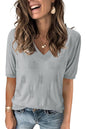 Arach&Cloz Women's Tops 2025 Spring Summer Short Sleeve Sweater Fashion Trendy Dressy Casual Outfit Versatile Knit Blouse