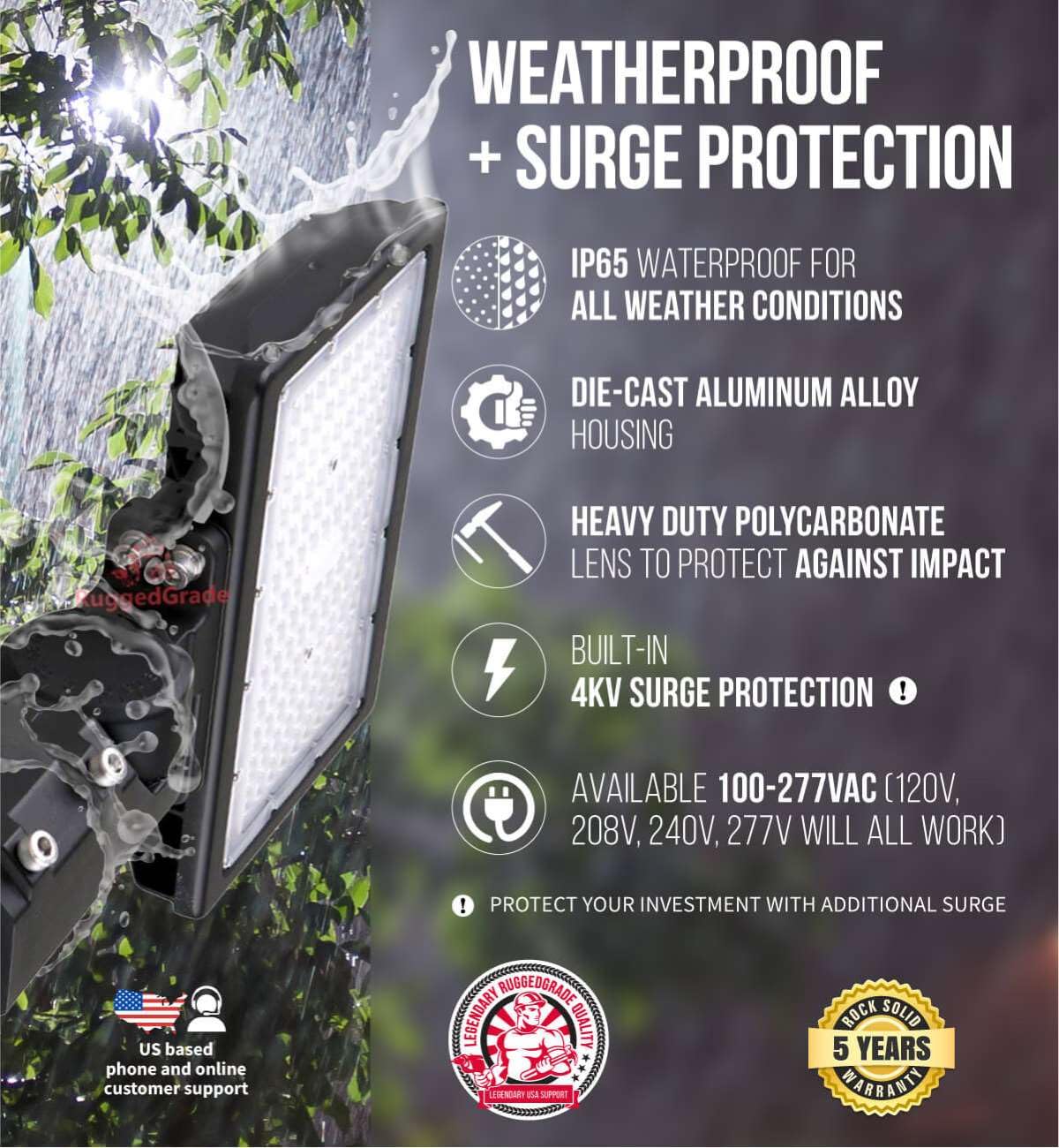 RuggedGrade 120W - Kivo II CS Series LED Floodlight - 17,400 Lumens - Color Selectable 30K/40K/50K - Knuckle Mount