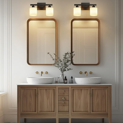PARTPHONER Bathroom Light Fixtures, Bathroom Lighting Fixtures Over Mirror, Interior Classic Vanity Lights, Modern Bathroom Vanity Light with Textured White Glass Shade, Brushed Nickel, 3-Light