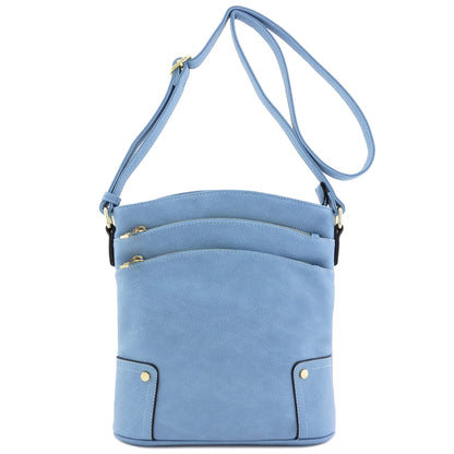 ALYSSA Triple Zip Pocket Large Crossbody Bag
