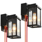 Dusk to Dawn Porch Lights with GFCI Outlets Waterproof Outdoor Wall Lights Exterior Lighting Fixtures Modern Outside Lights Wall Mount for House Patio Garage,Black,11.8''H,1PC