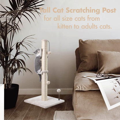Cat Scratching Post Premium Basics Kitten Scratcher Sisal Scratch Posts with Hanging Ball 22in for Kittens or Smaller Cats (22 inches for Kitten, Beige)
