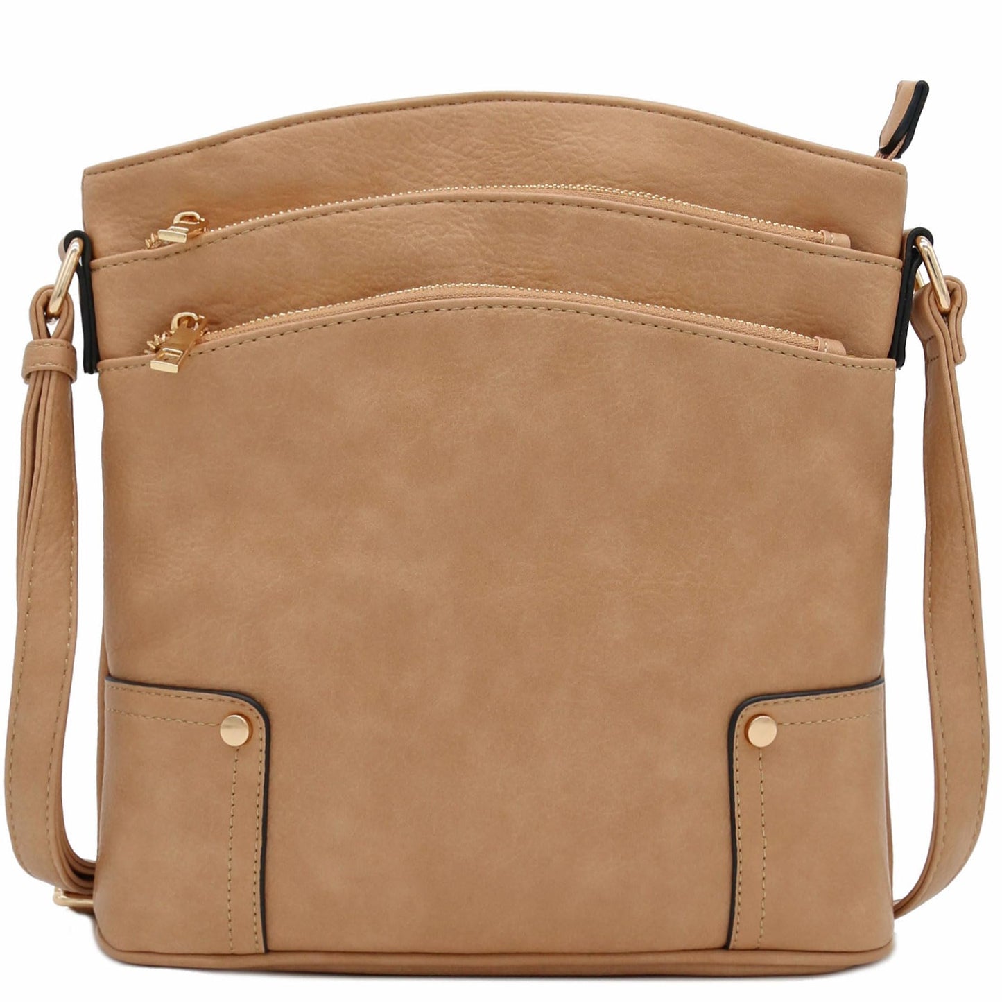 ALYSSA Triple Zip Pocket Large Crossbody Bag