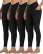 4 Pack Leggings with Pockets for Women,High Waist Tummy Control Workout Yoga Pants