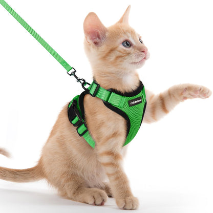 rabbitgoo Cat Harness and Leash for Walking, Escape Proof Soft Adjustable Vest Harnesses for Cats, Easy Control Breathable Reflective Strips Jacket, Black, XS