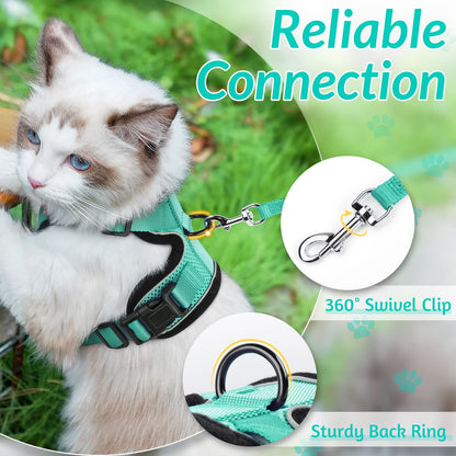 rabbitgoo Cat Harness and Leash for Walking, Escape Proof Soft Adjustable Vest Harnesses for Cats, Easy Control Breathable Reflective Strips Jacket, Black, XS