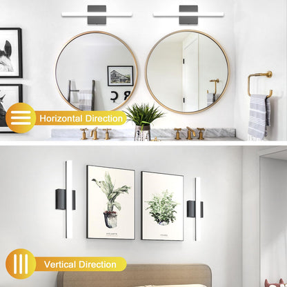 Combuh LED Bathroom Vanity Light Bar 16 Inch 9W Black IP44 Bathroom Light Fixtures Over Mirror Modern Bath Wall Lighting Fixture Sconce Indoor Cool White 6000K