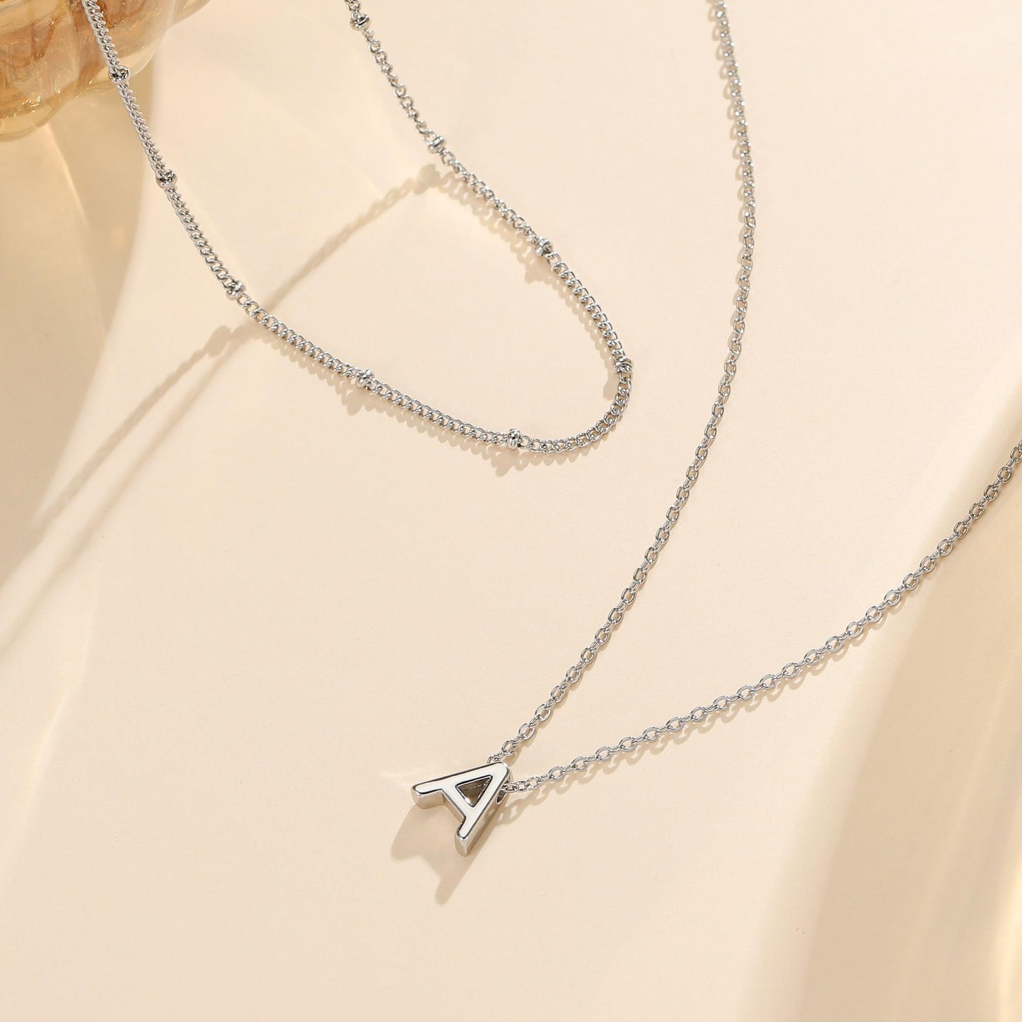 IEFWELL Dainty Initial Necklaces for Women Girls - 14K Gold White Gold Plated Letter A-Z Necklace Simple Choker Chain Necklaces, Layered Gold Jewelry for Women Teen Girls Gifts