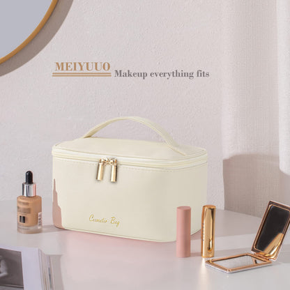 Meiyuuo Cute Makeup Bag Small Cosmetic Bags for Women Girls Gift for Teens Medium Pouch for Purse Essentials Toiletry Zip Pouch PU Waterproof Organizer Case (Cow Print)
