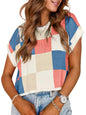 Womens Spring Crop Tops 2025 Cap Short Sleeve Sweater Vest Tank Loose Shirts Business Vacation Outfits Trendy Fall Summer Top