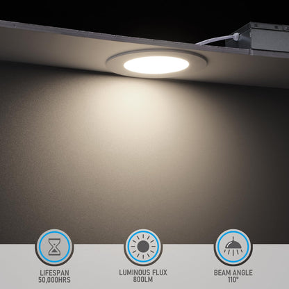 TORCHSTAR Basic Series 12-Pack 6 Inch Ultra-Thin LED Recessed Lighting with Junction Box, CRI90, Aluminum, 5000K Daylight, 5%-100% Dimmable Slim Recessed Downlight, 12W 1100LM, ETL and Energy Star