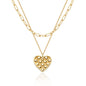 MEVECCO Layered Heart Necklace Pendant Handmade 18k Gold Plated Dainty Gold Choker Arrow Bar Layering Long Necklace for Women
