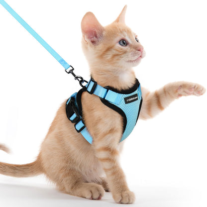 rabbitgoo Cat Harness and Leash for Walking, Escape Proof Soft Adjustable Vest Harnesses for Cats, Easy Control Breathable Reflective Strips Jacket, Black, XS