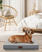 OhGeni 35 Inch Orthopedic Waterproof & Machine Washable Dog Bed for Medium Large Pets, 20D Egg Crate Foam Stable Support, Non-Slip Bottom and Removable Cover, Tear-Resistant Invisible Zipper(Gray)