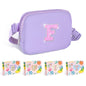 COSHAYSOO Pink Belt Bag Small Waist Fanny Pack Mini Crossbody Purse with Initial Preppy Letter Patch for Teen Girl Women Workout, Cross Body Chest Pouch Trending Birthday Gift Idea (S)