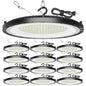 12 Pack High Bay Led Shop Lights - 200W Super Bright Waterproof UFO Led with Plug 5' Cable and Hook Ring, Shop Lights for Garage Factory Gym Workshop