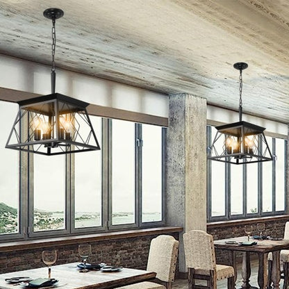 4 Lights Farmhouse Chandelier For Dining Room Black - No Bulbs