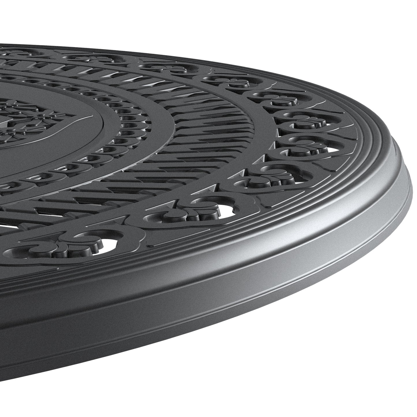 40-inch Cast Aluminum Patio Dining Table With Black Frame and Umbrella Hole
