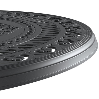 40-inch Cast Aluminum Patio Dining Table With Black Frame and Umbrella Hole