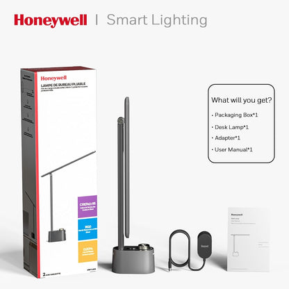 HWT-H01 LED Desk Lamp Stepless Dimmable Table Lamp with USB A+C Dual