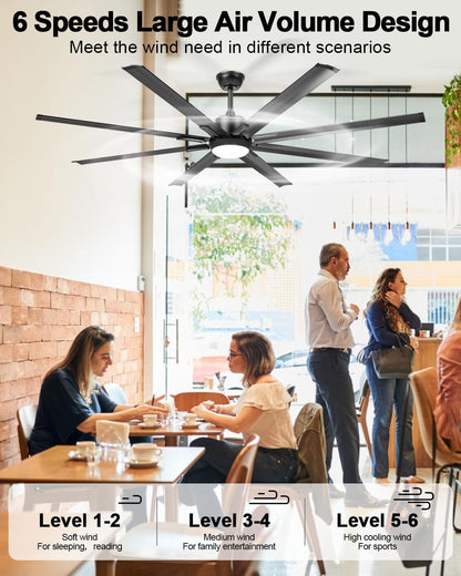 72 Inch Large Industrial Ceiling Fan with Light and Remote-8 Aluminium