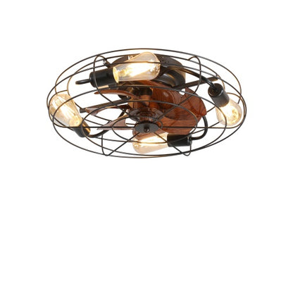 Cage Ceiling Fan With Light, 20 Inch Farmhouse Low Profile Ceiling Fan Light With Remote Control