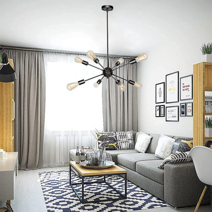 Black Sputnik Chandeliers, 8 Lights Sputnik Light Fixtures Ceiling