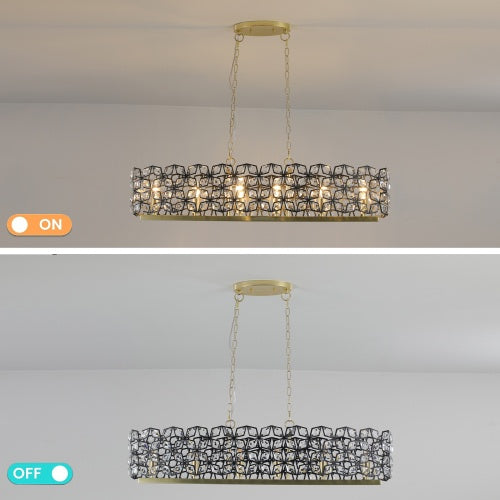 Modern Champagne Gold Oval Crystal Chandelier