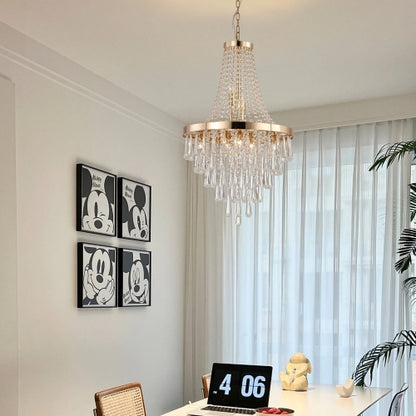 Golden Crystal Chandelier, Large Modern Luxury Chandelier For Living Room, Dining Room, Bedroom, Hallway - Bulb Not Included