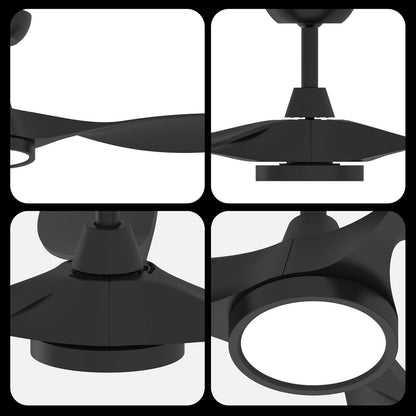 Ceiling Fans with Lights and Remote, Black Ceiling Fan 52 Inch Quiet