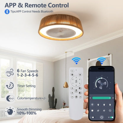 Bohemian Style LED Dimmable Ceiling Light With Built-in Fan - Remote Control